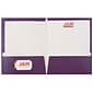 JAM Paper Laminated Two-Pocket Glossy Presentation Folders, Purple, 50/Box (385GPUC)