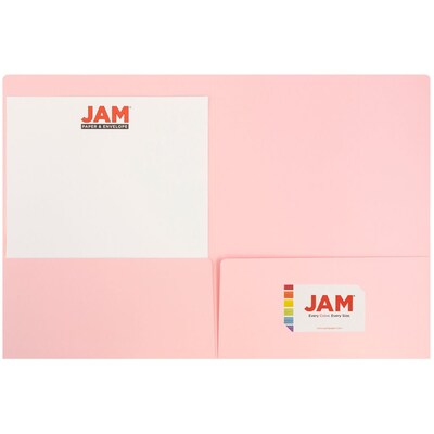 JAM Paper® Premium Matte Colored Cardstock Two-Pocket Presentation Folders, Baby Pink, 6/Pack (28876675D)