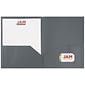 JAM Paper Plastic POP 2-Pocket Portfolio Folder, Gray, 6/Pack (382Egyd)