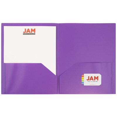 JAM Paper POP 2-Pocket Plastic Folders, Purple, 96/Pack (383Epub)