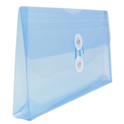JAM Paper® Plastic Envelopes with Button and String Tie Closure, #10 Business Booklet, 5.25 x 10, Blue, 12/Pack (921B1BU)
