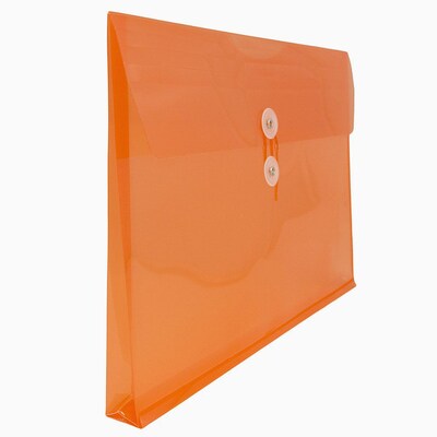 JAM Paper® Plastic Envelopes with Button and String Tie Closure, Legal Booklet, 9.75 x 14.5, Orange Poly, 12/pack (219B1OR)