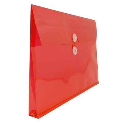 JAM Paper® Plastic Envelopes with Button and String Tie Closure, Legal Booklet, 9.75 x 14.5, Red Poly, 12/pack (219B1RE)