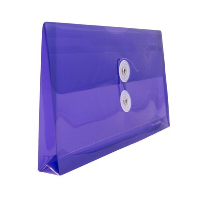 JAM Paper® Plastic Envelopes with Button and String Tie Closure, #10 Business Booklet, 5.25 x 10, Purple, 12/Pack (921B1PU)