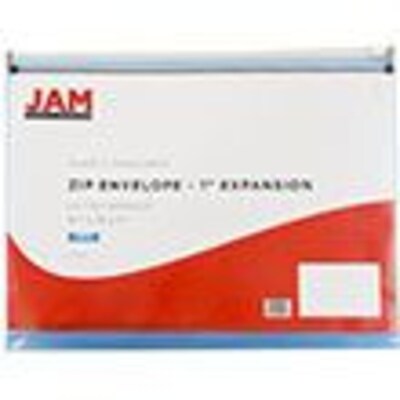 JAM Paper Plastic Expansion Envelopes with Zip Closure, Letter Booklet, 9.75 x 13, Blue, 12/Pack (218Z1bu)