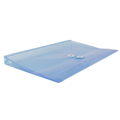JAM Paper® Plastic Envelopes with Button and String Tie Closure, Legal Booklet, 9.75 x 14.5, Blue Poly, 12/pack (219B1BU)