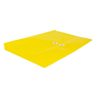 JAM Paper® Plastic Envelopes with Button and String Tie Closure, Legal Booklet, 9.75 x 14.5, Yellow Poly, 12/pack (219B1YE)