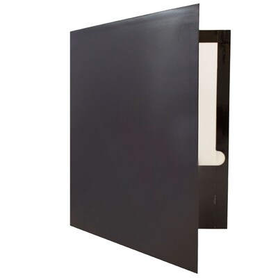 JAM Paper® Laminated Two-Pocket Glossy Presentation Folders, Black, Bulk 25/Pack (385GBLD)