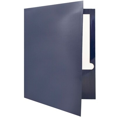 JAM Paper Glossy 2-Pocket Portfolio Folder, Navy Blue, 6/Pack (5042523d)