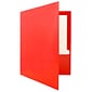 JAM Paper® Laminated Two-Pocket Glossy Presentation Folders, Red, Bulk 50/Box (385GREC)