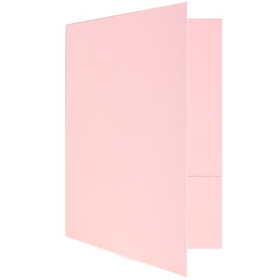 JAM Paper® Premium Matte Colored Cardstock Two-Pocket Presentation Folders, Baby Pink, 6/Pack (28876675D)