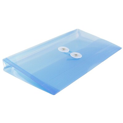 JAM Paper® Plastic Envelopes with Button and String Tie Closure, #10 Business Booklet, 5.25 x 10, Blue, 12/Pack (921B1BU)