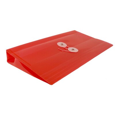 JAM Paper® Plastic Envelopes with Button and String Tie Closure, #10 Business Booklet, 5.25 x 10, Red, 12/Pack (921B1RE)