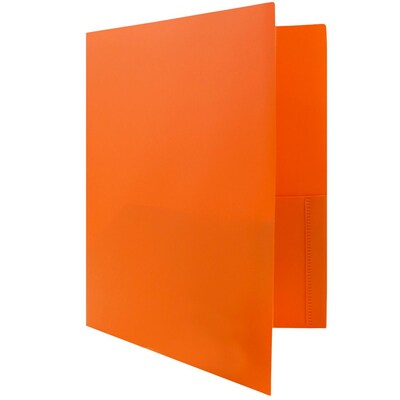 JAM Paper POP Two-Pocket Plastic Folders, Orange, 6/Pack (382Eord)