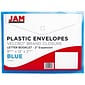 JAM Paper® Plastic Envelopes with Hook & Loop Closure, 2" Expansion, Letter Booklet, 9.75" x 13", Blue Poly, 12/pack (218V2BU)