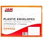 JAM Paper® Plastic Envelopes with Hook & Loop Closure, 9.75 x 13 with 2 Inch Expansion, Orange, 12/Pack (218V2OR)