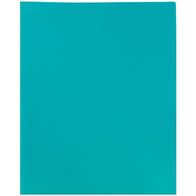 JAM Paper POP Two-Pocket Plastic Folders, Teal, 6/Pack (382Eted)