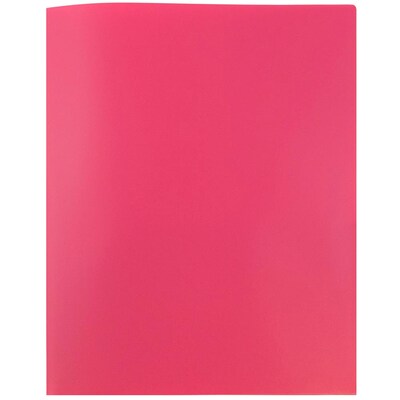 JAM Paper POP Two-Pocket Plastic Folders, Fuchsia Hot Pink, 96/Pack (86524PIB)