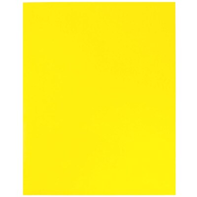 JAM Paper® Laminated Two-Pocket Glossy Presentation Folders, Yellow, Bulk 50/Box (385GYEC)