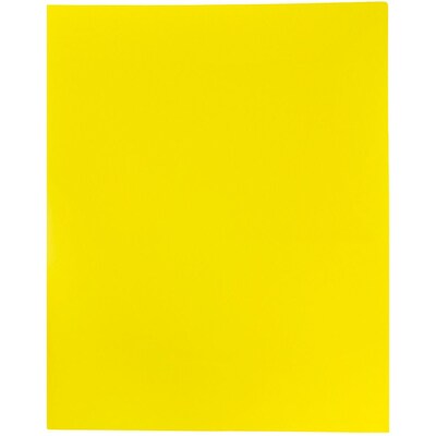 JAM Paper POP 2-Pocket Plastic Folder, Yellow, 6/Pack (382Eyed)