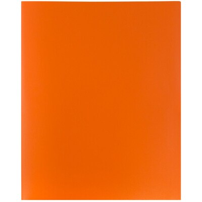 JAM Paper POP Two-Pocket Plastic Folders, Orange, 6/Pack (382Eord)