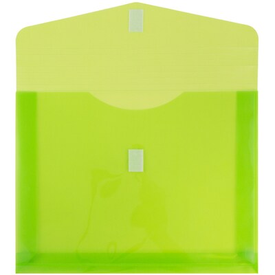 JAM Paper® Plastic Envelopes with Hook & Loop Closure, 9.75 x 13 with 2 Inch Expansion, Lime Green, 12/Pack (218V2LI)