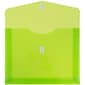 JAM Paper® Plastic Envelopes with Hook & Loop Closure, 9.75 x 13 with 2 Inch Expansion, Lime Green, 12/Pack (218V2LI)