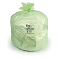 BioTuf Compostable Coreless Trash Bags, 13 Gallon, 24x32, 0.88Mil, Green, 25 Bags/Roll, 8 Rolls