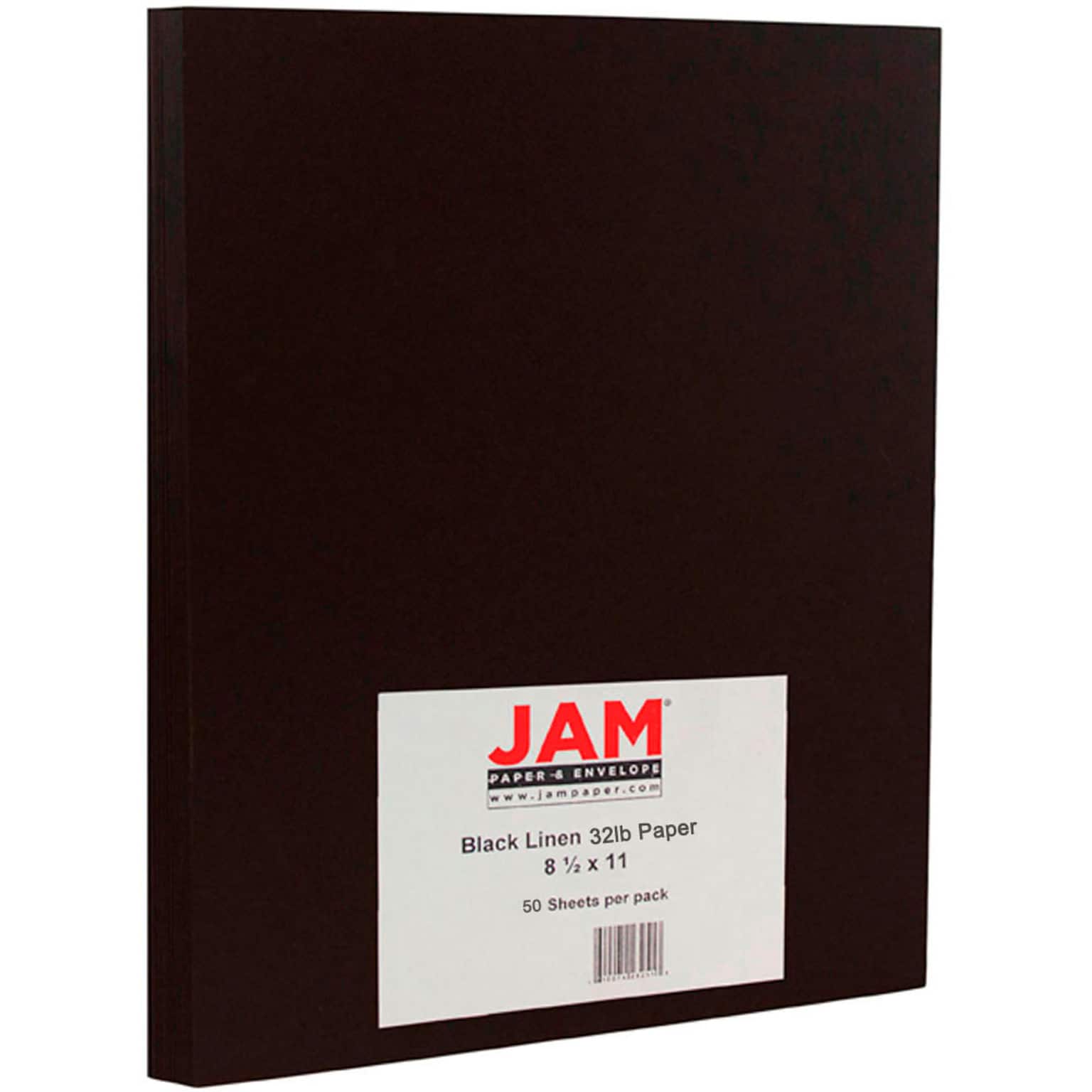 JAM Paper 30% Recycled Matte 32lb Paper, 8.5 x 11, Black Linen, 50 Sheets/Pack (11130)