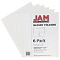 JAM Paper Glossy 2 Pocket Presentation Folder, White, 6/Pack (385GWHA)