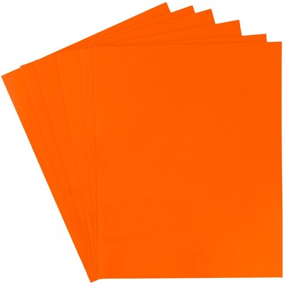 JAM Paper Laminated Two-Pocket Glossy Presentation Folders, Orange, 6/Pack (385GORA)