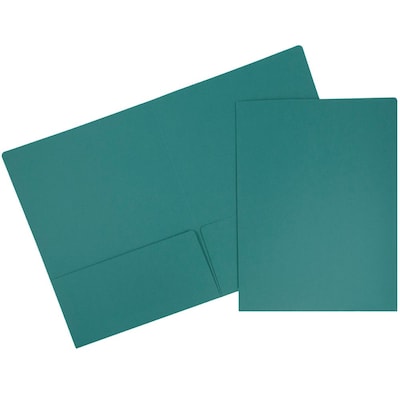 JAM Paper® Premium Matte Colored Cardstock Two-Pocket Presentation Folders, Teal Blue, 6/Pack (166628274B)