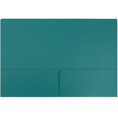 JAM Paper® Premium Matte Colored Cardstock Two-Pocket Presentation Folders, Teal Blue, Bulk 100/Box