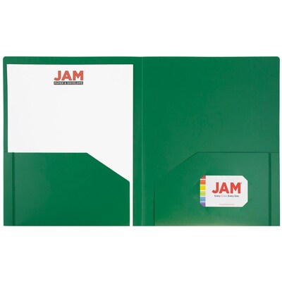 JAM Paper Heavy Duty 2-Pocket Folder, Green, 6/Pack (383hgrd)