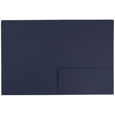 JAM Paper Premium Matte Colored Cardstock Two-Pocket Presentation Folders, Navy Blue, 100/Box (166628415C)