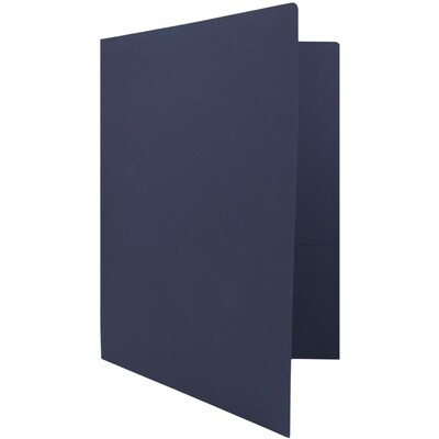 JAM Paper Premium Matte Colored Cardstock Two-Pocket Presentation Folders, Navy Blue, 100/Box (166628415C)