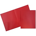 JAM Paper POP 2-Pocket Plastic Presentation Folder, Red, 6/Pack (382EREDD)