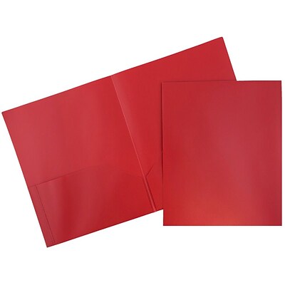 JAM Paper Plastic POP 2-Pocket Presentation Folder, Red, 6/Pack (382EREDD)