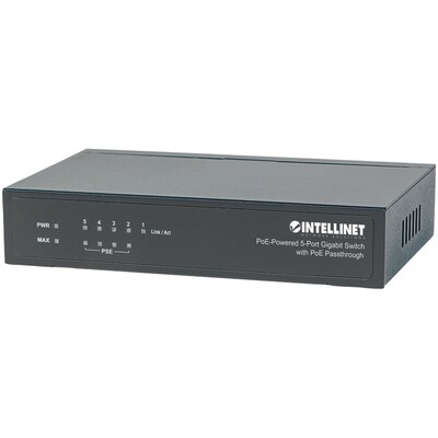 Intellinet 561082 Poe-Powered 5-Port Gigabit Switch With Poe Passthrough