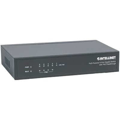 Intellinet 561082 Poe-Powered 5-Port Gigabit Switch With Poe Passthrough