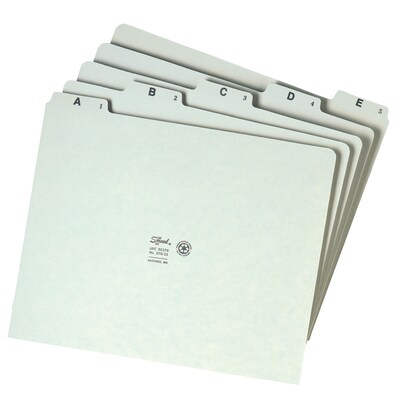 Smead® 100% Recycled Pressboard 5-Tab Filing Guides, Plain Tab (A-Z), Letter, Gray/Green, 25/St (503