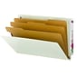 Smead EndTab Pressboard Classification Folder w/SafeSHIELD Fasteners, 3 Divider, 3" Expansion, Legal, Gray/Green, 10/Box