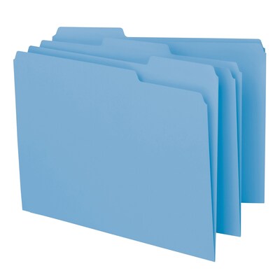 Smead File Folders, 3 Tab, Letter Size, Blue, 100/Box (10239)