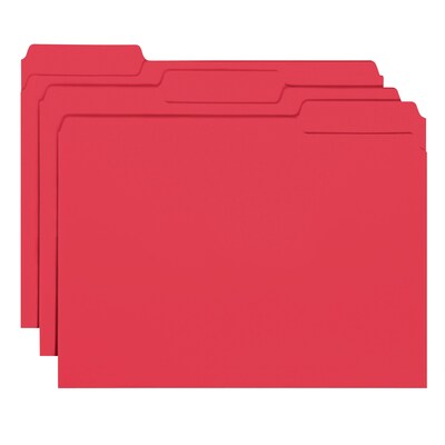 Smead Interior File Folder, 1/3-Cut Tab, Letter Size, Red, 100/Box (10267)