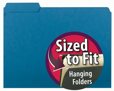 Smead Interior File Folder, 3 Tab, Letter Size, Sky Blue, 100/Box (10287)