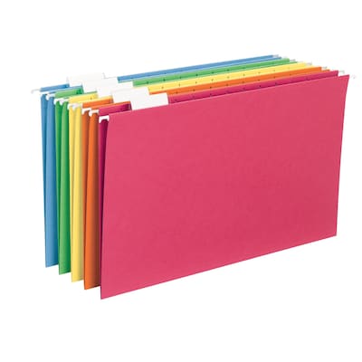 Smead Recycled Hanging File Folder, 5-Tab Tab, Legal Size, Assorted Colors, 25/Box (64159)
