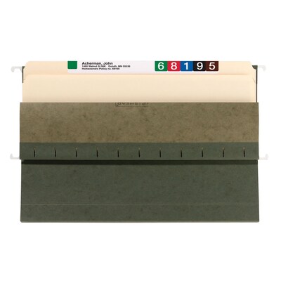 Smead Recycled Hanging File Pocket, 1.75" Expansion, Legal Size, Standard Green, 25/Box (64318)