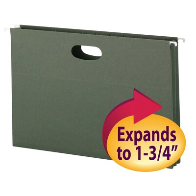 Smead Recycled Hanging File Pocket, 1.75" Expansion, Legal Size, Standard Green, 25/Box (64318)