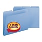 Smead Pressboard File Folders, 1/3-Cut Tab, 1" Expansion, Letter Size, Blue, 25/Box (21530)