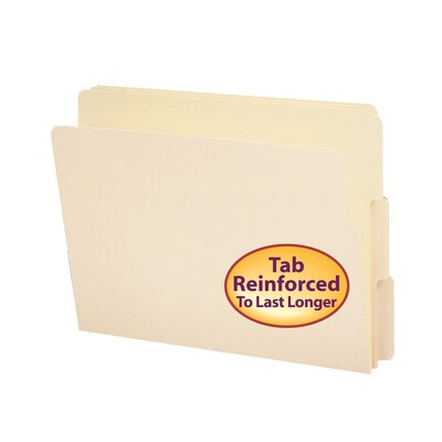 Smead End Tab File Folder, Shelf-Master Reinforced 1/3-Cut Tab, Letter Size, Manila, 100/Box (24134)